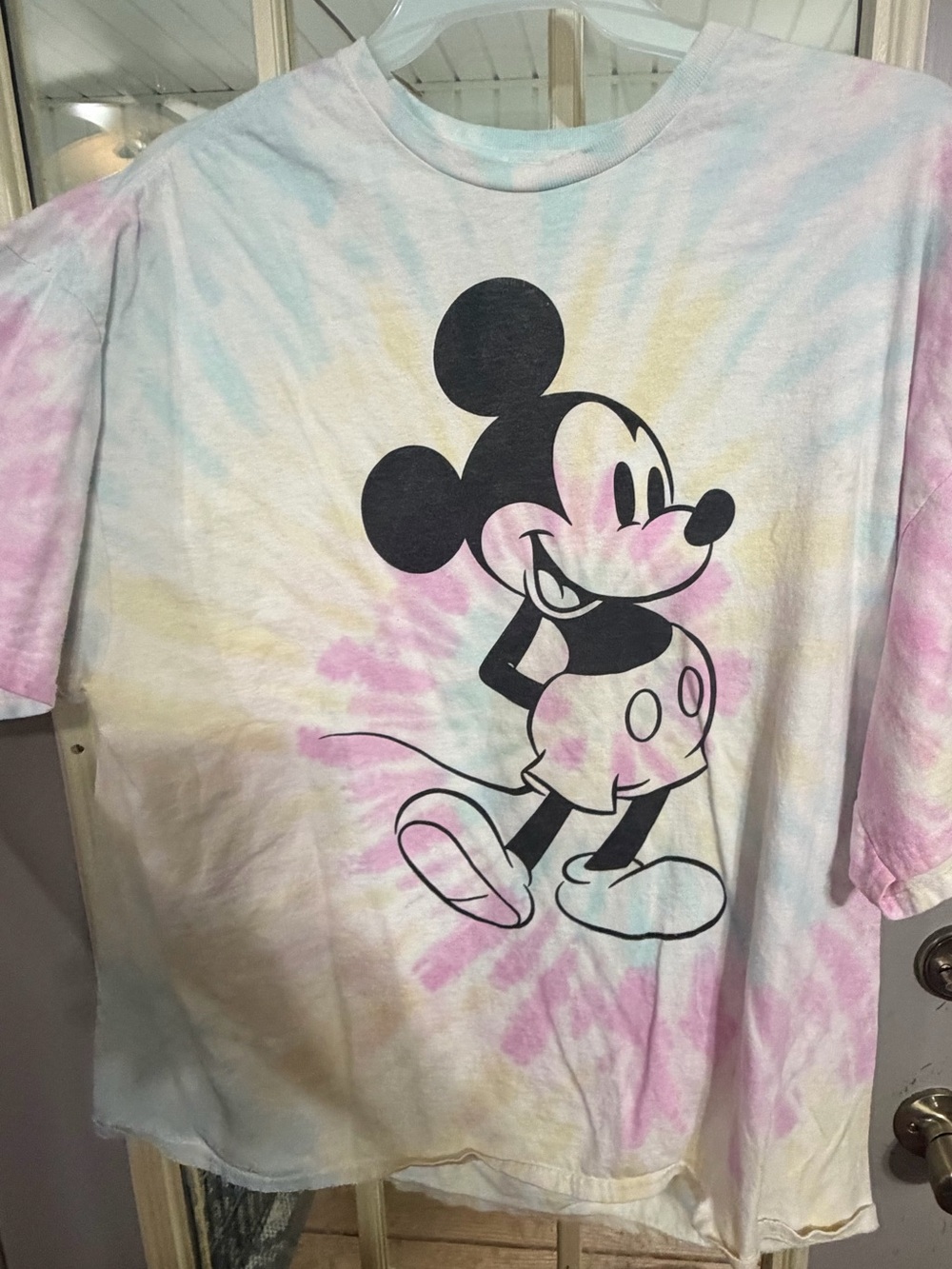 Disney Pastel Tie-Dye Mickey Mouse Short Sleeve Tee - Pink Blue Yellow
